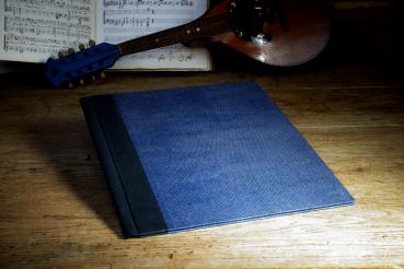 Preview: Blue sheet music folder for orchestra, black linen spine, without plastic